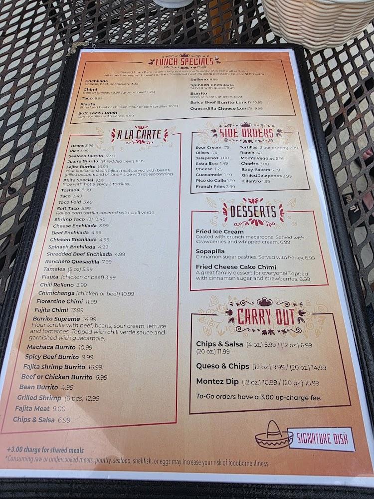 Juan Montez Restaurant Menu image 1